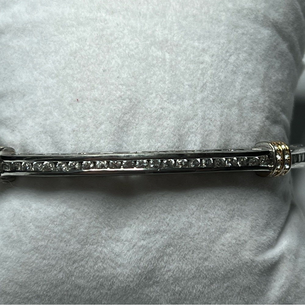 Camrose and Kross JBK Silver Rhinestone Hinged Bangle Bracelet - Picture 7 of 14